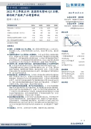2022年三季报点评:高温限电影响Q3业绩,静待新产能新产品增量释放