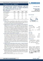 2022Q3业绩预告点评:硅料价格持续坚挺,电池产销两旺,盈利持续超预期
