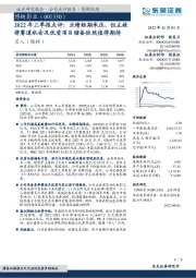 2022年三季报点评:业绩短期承压,但主旋律赛道机会及优质项目储备依然值得期待