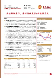 业绩短期承压,看好传统复苏+新能源兑现