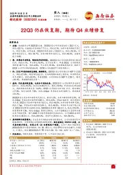 22Q3仍在恢复期，期待Q4业绩修复