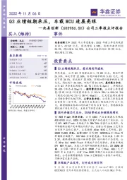 公司三季报点评报告:Q3业绩短期承压,车载MCU进展亮眼