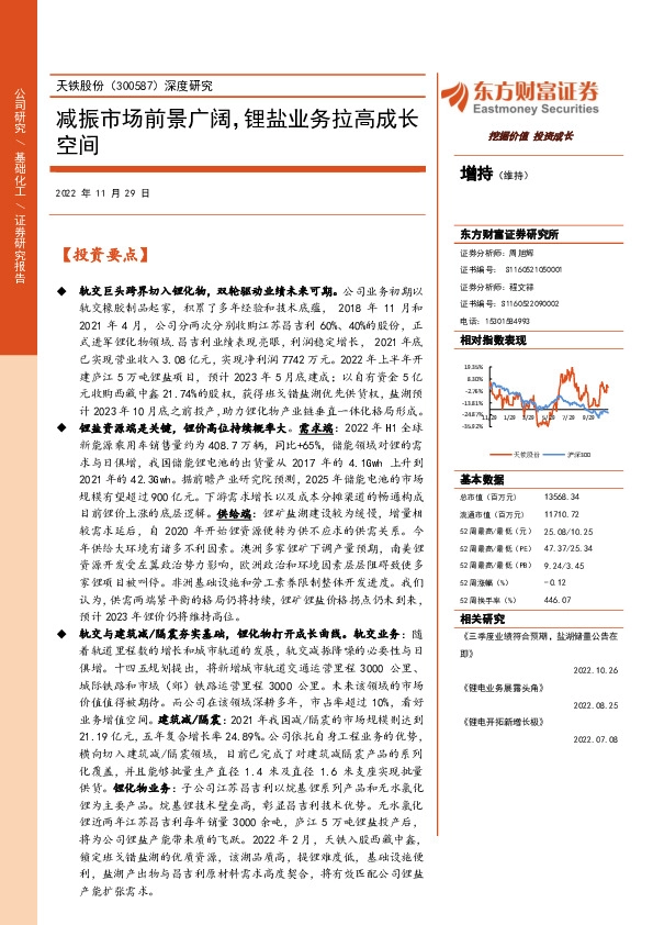 深度研究：减振市场前景广阔，锂盐业务拉高成长空间