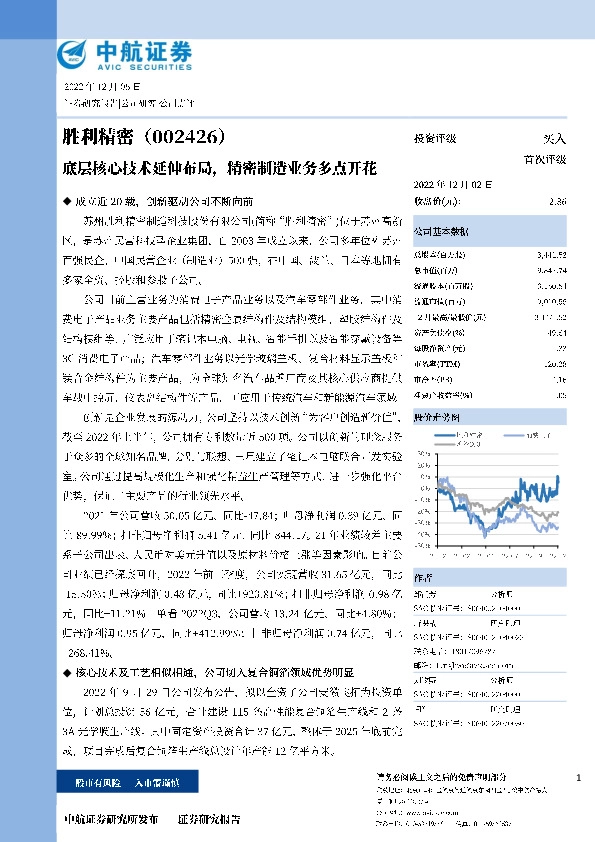 底层核心技术延伸布局，精密制造业务多点开花