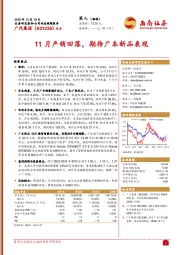 11月产销回落，期待广本新品表现