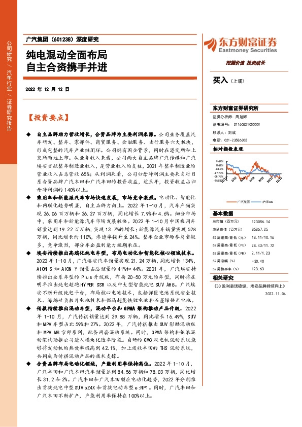 深度研究：纯电混动全面布局 自主合资携手并进