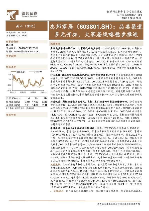 品类渠道多元开拓，大家居战略稳步推进