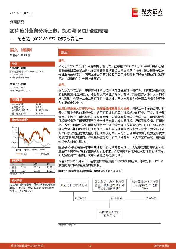 跟踪报告之一：芯片设计业务分拆上市，SoC与MCU全面布局
