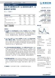 2022年业绩预告点评:Q4盈利环比持平,业绩略超市场预期
