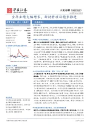 全年业绩大幅增长，新材料项目稳步推进