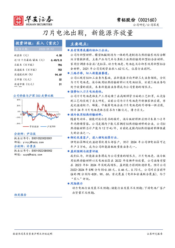 刀片电池出鞘，新能源齐放量