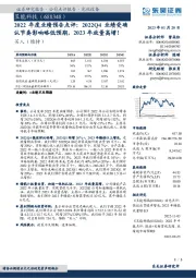 2022年度业绩预告点评：2022Q4业绩受确认节奏影响略低预期，2023年放量高增！