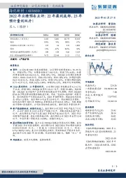 2022年业绩预告点评:22年盈利底部,23年预计量利双升!