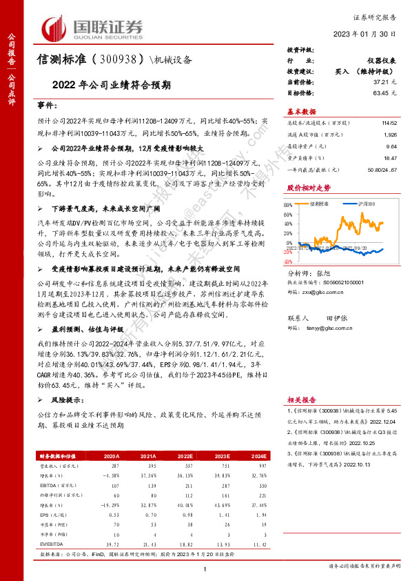 2022年公司业绩符合预期