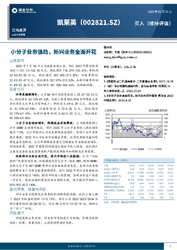 小分子业务强劲，新兴业务全面开花