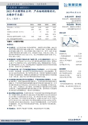 2022年业绩预告点评:产品结构持续优化,业绩扭亏为盈!