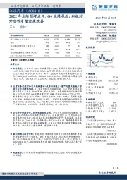 2022年业绩预增点评:Q4业绩承压,积极对外合作有望迎来改善