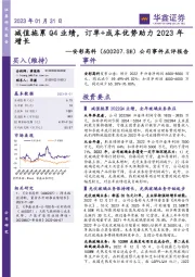 公司事件点评报告:减值拖累Q4业绩,订单+成本优势助力23年增长
