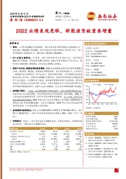 2022业绩表现亮眼，新能源贡献重要增量