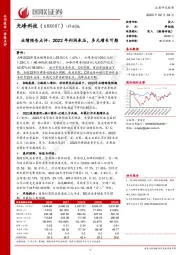 业绩预告点评：2022年利润承压，多元增长可期