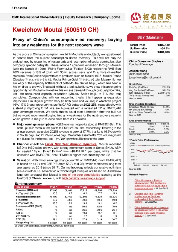 Proxy of China’s consumption-led recovery; buying into any weakness for the next recovery wave