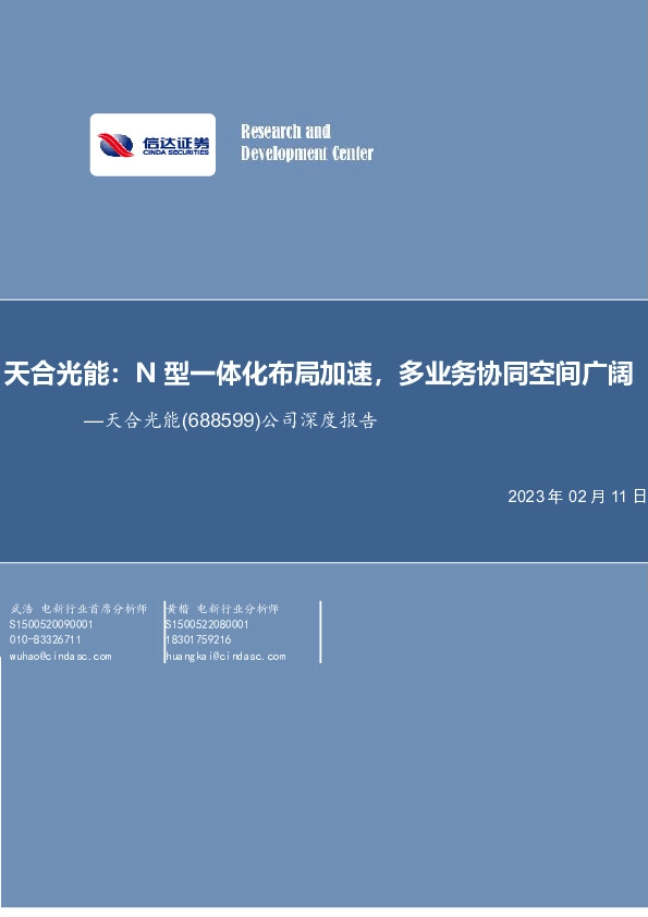 公司深度报告：N型一体化布局加速，多业务协同空间广阔