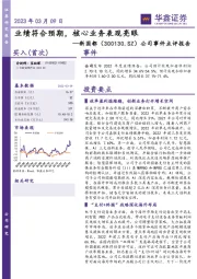 公司事件点评报告:业绩符合预期,核心业务表现亮眼