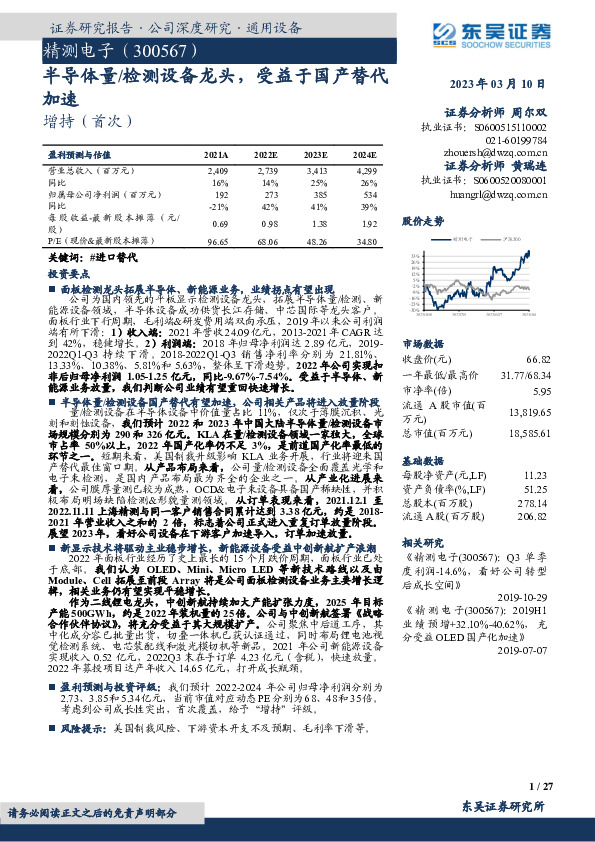 半导体量/检测设备龙头，受益于国产替代加速