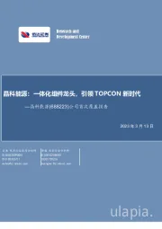 公司首次覆盖报告：晶科能源：一体化组件龙头，引领TOPCON新时代