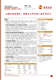 业绩实现高增长,持续加大研发投入提升竞争力