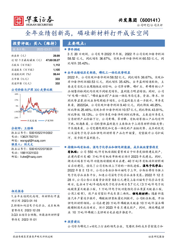 全年业绩创新高，磷硅新材料打开成长空间
