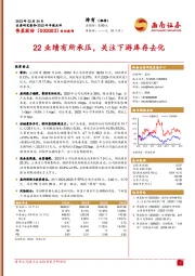 22业绩有所承压，关注下游库存去化