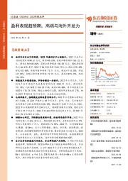 2022年报点评：盈利表现超预期，高端与海外齐发力