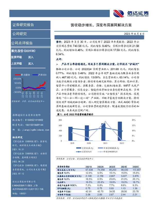 营收稳步增长，深度布局算网解决方案