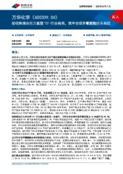 拟收购烟台巨力重塑TDI行业格局,筑牢全球异氰酸酯巨头地位