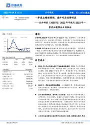 2022年年报及2023年一季度业绩预告点评报告:一季度业绩超预期,海外布局优势明显