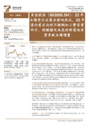 22年业绩受行业需求影响承压,23年国内需求向好不锈钢加工费有望回升、预镀镍电池壳材料落地有望贡献业绩增量