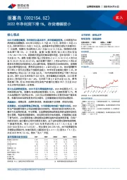 2022年净利润下滑1%，存货增幅较小