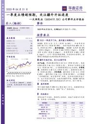 公司事件点评报告：一季度业绩超预期，关注疆外开拓进度