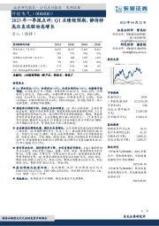 2023年一季报点评:Q1业绩超预期,静待特高压直流驱动高增长
