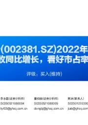 2022年报点评：2022年营收同比增长，看好市占率进一步提升