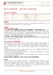 22年业绩亮眼,盈利能力逐渐改善