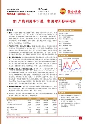 Q1产能利用率下滑，费用增长影响利润