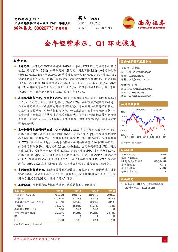 全年经营承压，Q1环比恢复
