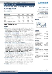 2023年一季报点评：盈利短暂承压，新材料发力业绩拐点将至