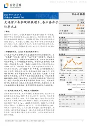 光通信业务实现较快增长，各业务在手订单充足