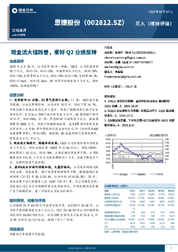 现金流大幅改善，看好Q2业绩反转