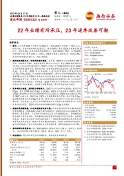 22年业绩有所承压，23年逐季改善可期