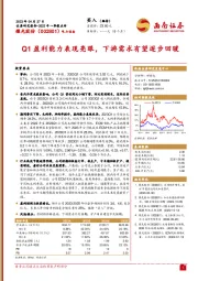 Q1盈利能力表现亮眼，下游需求有望逐步回暖