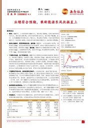业绩符合预期，乘新能源东风扶摇直上